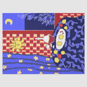 Papel De Seda Vino de vida de la noche azul inspirado en Matisse