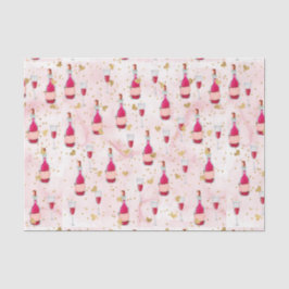 Papel De Seda Vino rosa y corazón (serie 12 de diseño rosa)
