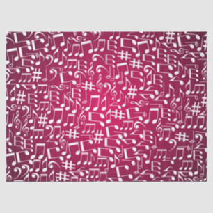 Papel De Seda Vino Tinto Rico con Notas de Música Blancas