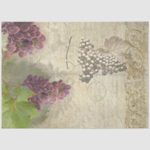 Papel De Seda Vino Uvas Vineyard Winery Script Decoupage Art