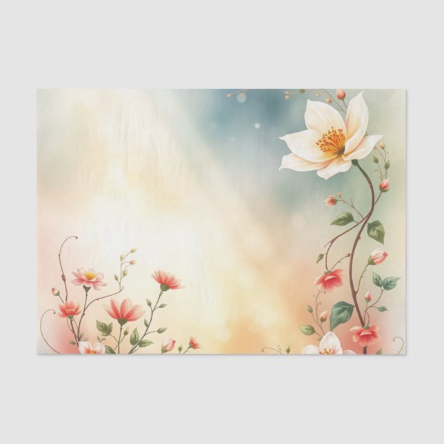 Papel De Seda Vinos florales de acuarela etérea (Anverso)