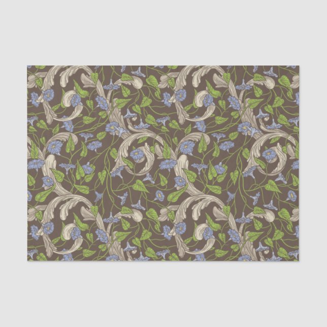 Papel De Seda Vinos victorianos de marfil con flourias (Anverso)