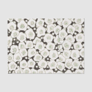 Papel De Seda Vintage 1902 Japonés Floral: Flor Blanca Negra