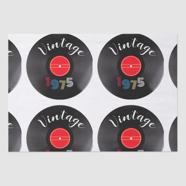 Papel De Seda Vintage 1975 Retro Stripe Record 50 cumpleaños (Anverso)