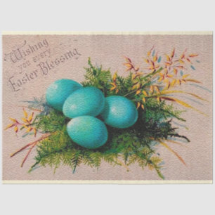 Papel De Seda Vintage 4 Eggs Festividad de Pascua
