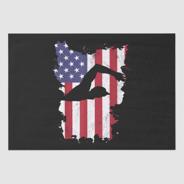 Papel De Seda Vintage 4 Of July Bandera De Estados Unidos Nadado (Anverso)