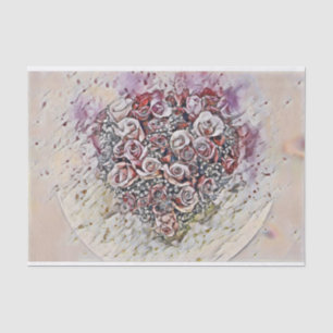 Papel De Seda Vintage acuarela del corazón de los Rosas colorido