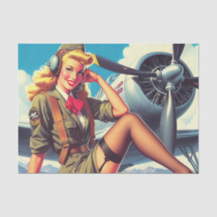 Papel De Seda Vintage Airplane Pin-Up