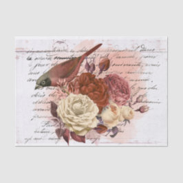 Papel De Seda Vintage Antiguo Floral