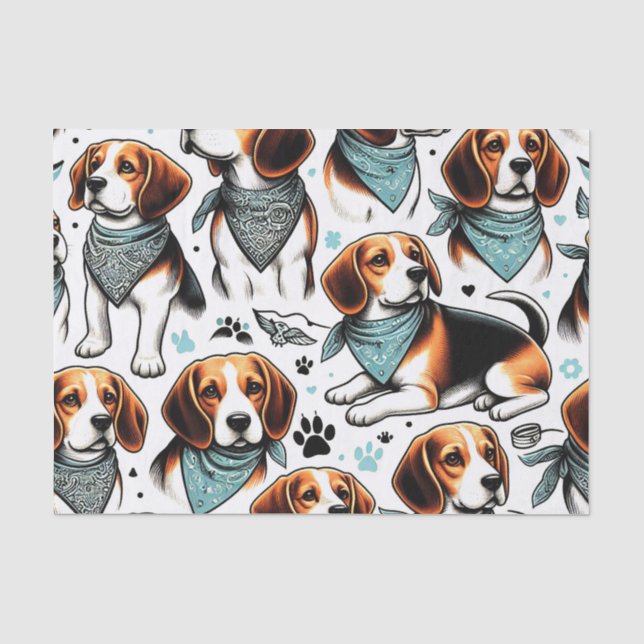 Papel De Seda Vintage Beagle Puppy Seamless (Anverso)