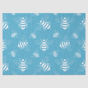 Papel De Seda Vintage Bee Botánico Azul (2)