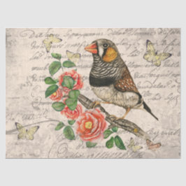 Papel De Seda Vintage Bird Floral Butterflies Ephemera Decoupage