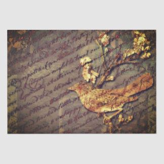 Papel De Seda Vintage Bird & Script A Shabby Chic Decoupage