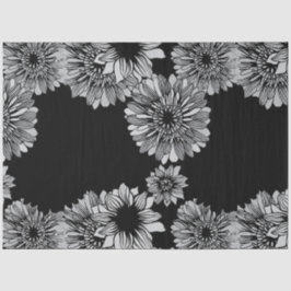 Papel De Seda Vintage Black Daisy Floral Decoupage