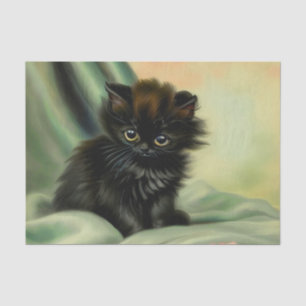 Papel De Seda Vintage Black Kitten Ilustracion