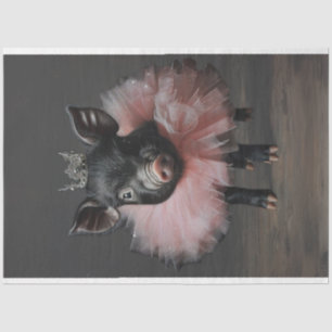 Papel De Seda Vintage Black Pig Pink Tutu Decoupage