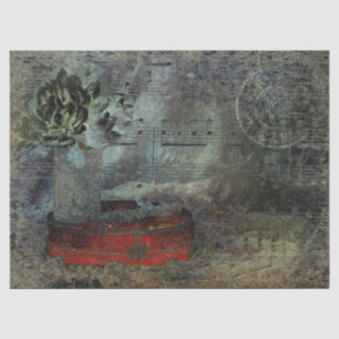 Papel De Seda Vintage Black Red Old Script Sheet Música