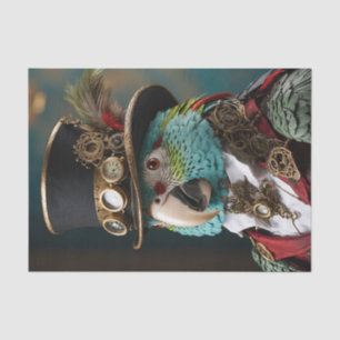 Papel De Seda Vintage Blue & Green Steampunk Parrot