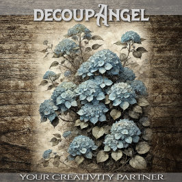 Papel De Seda Vintage blue hidrangeas - desacoplamiento -