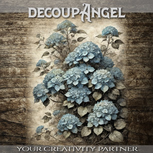 Papel De Seda Vintage blue hidrangeas - desacoplamiento -