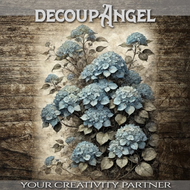 Papel De Seda Vintage blue hidrangeas - desacoplamiento - (Subido por el creador)