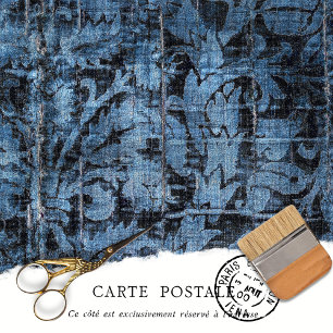Papel De Seda Vintage Blue Textured Victorian Floral Decoupage
