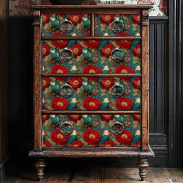 Papel De Seda Vintage Blue White Birds Botanical Jade Floral