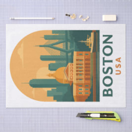 Papel De Seda Vintage Boston Tissue Paper – Retro USA Travel