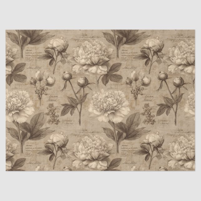 Papel De Seda Vintage Botanical Floral Pattern (2) (Anverso)