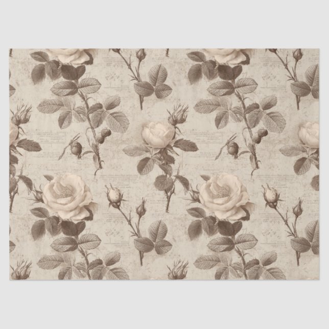 Papel De Seda Vintage Botanical Floral Pattern (5) (Anverso)