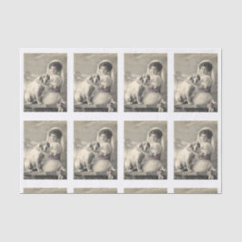 Papel De Seda Vintage Bride & Dog Portrait Bridal Shower Boda