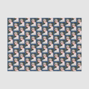 Papel De Seda Vintage Bride White Lace Navy Boda de Oro Azul