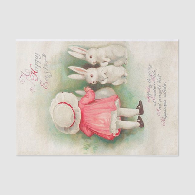 Papel De Seda Vintage Bunny Rabbits Easter Greby (Anverso)
