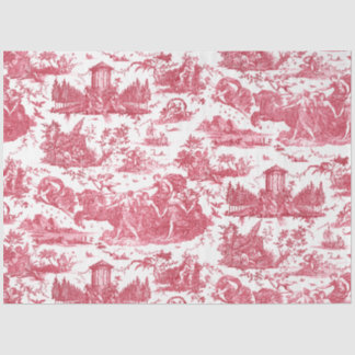 Papel De Seda Vintage Chariot francés de Dawn Toile de Jouy-Pink