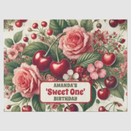 Papel De Seda Vintage Cherry 'Sweet One', primer Fiesta de cumpl