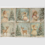 Papel De Seda Vintage Christmas Angel, venado<br><div class="desc">Una dulce variedad de ángeles vintage,  ciervos y una niña. Tengo otro conjunto similar pero con los vintage conejillos de Navidad. ¡Disfrútalo!</div>