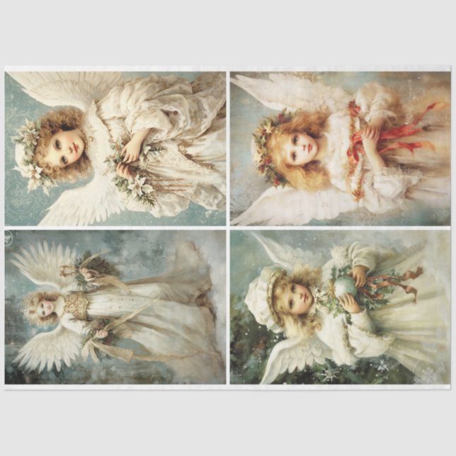 Papel De Seda Vintage Christmas Angels (Anverso)