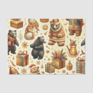 Papel De Seda Vintage Christmas Bear