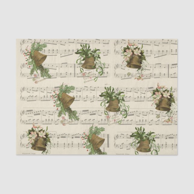 Papel De Seda Vintage Christmas Bell Music (Anverso)