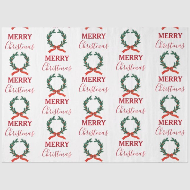 Papel De Seda Vintage Christmas Berry Wreath Holiday (Anverso)