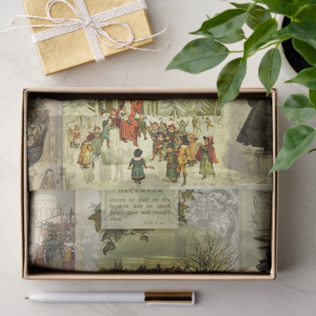 Papel De Seda Vintage Christmas Card Images Collage  (Regalo )