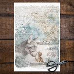 Papel De Seda Vintage Christmas Donkey con arte gatito<br><div class="desc">Adorable burro amordazando a un gatito en un frío día de nieve con graneros en el fondo. Música de hoja y piezas ornamentales doradas incluidas en este diseño. Perfecto para hacer,  desacoplar o envolver regalos.</div>