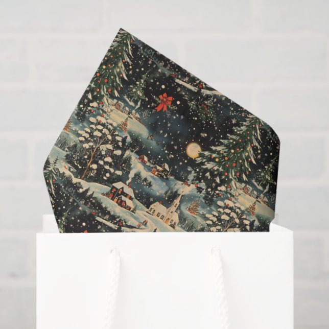 Papel De Seda Vintage Christmas Holiday (Bolsa de regalo)