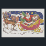 Papel De Seda Vintage Christmas, Jolly Santa Claus con Sleigh<br><div class="desc">Diseño de vacaciones de Navidades de ilustracion de época del clásico libro de cuentos para niños "Fue la noche antes que los Navidades". Este diseño presenta a un alegre Santa Claus con su burla en el trineo de los juguetes que saca su equipo de renos. Santa está a punto de...</div>