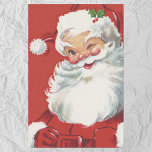 Papel De Seda Vintage Christmas, Jolly Winking Santa Claus<br><div class="desc">Diseño de vacaciones de Navidades de ilustracion de época con un feliz y alegre Santa Claus usando un gorra y guiñando el ojo como si tuviera un secreto. Ho,  ho,  ho,  ¡Feliz Navidad!</div>