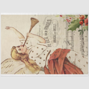 Papel De Seda Vintage Christmas Music Angel Decoupage