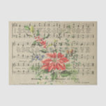 Papel De Seda Vintage Christmas Music Notes con Florals<br><div class="desc">Vintage Christmas Music Notes con Florals</div>