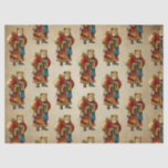 Papel De Seda Vintage Christmas Old World Santa Claus<br><div class="desc">Tejido con un viejo Navidad del Viejo Mundo, Papá Noel. El clásico santa del viejo mundo, con su famoso abrigo rojo y llevando una bolsa llena de juguetes. Este Santa de la vieja usanza es delgado y tiene un bastón para caminar por la tierra regalando juguetes a todos los chicas...</div>