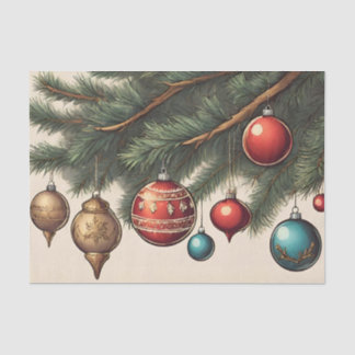 Papel De Seda Vintage Christmas Ornaments Hanging on Branch