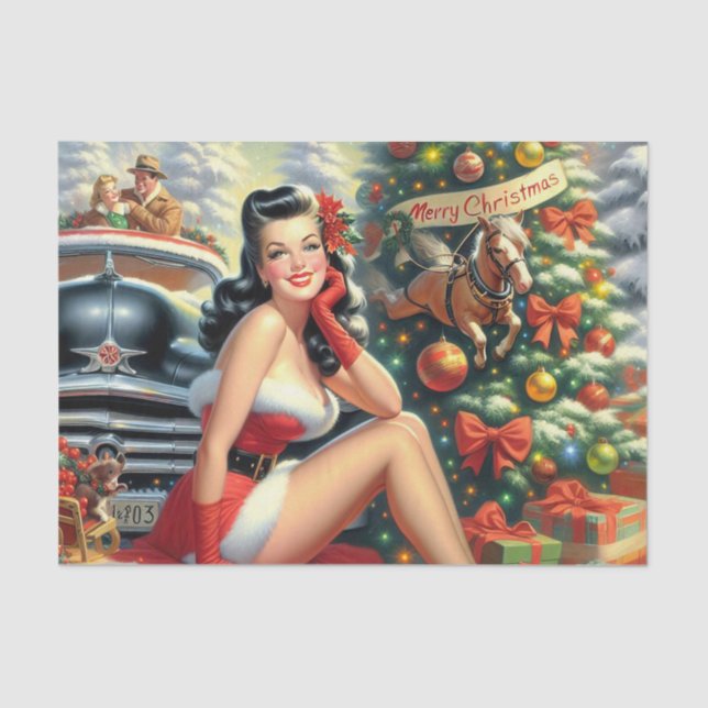 Papel De Seda Vintage Christmas Pin up (Anverso)